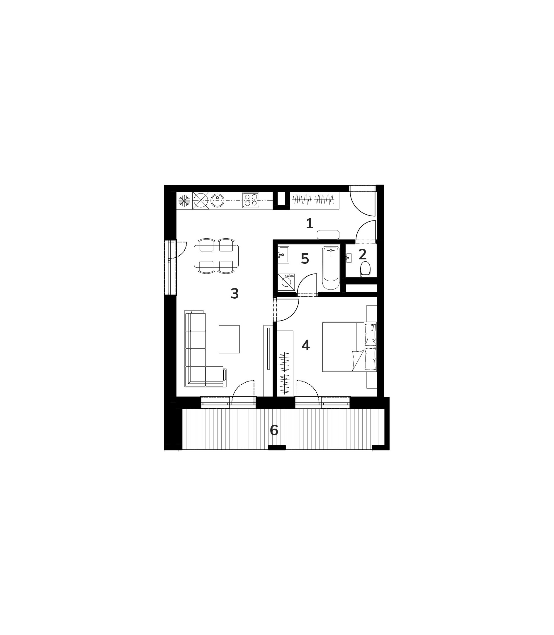 Floor plan of apartment B1, Byty Vrbina