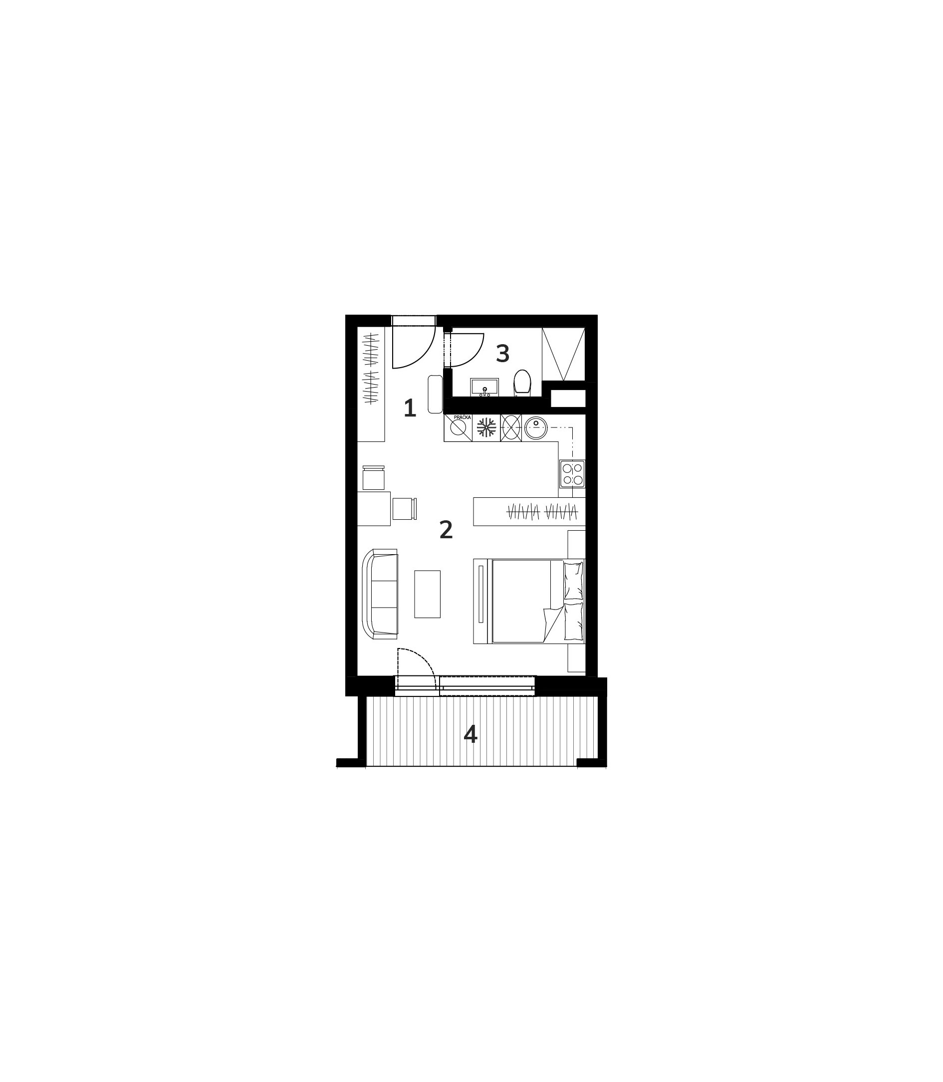 Floor plan of apartment C1, Byty Vrbina