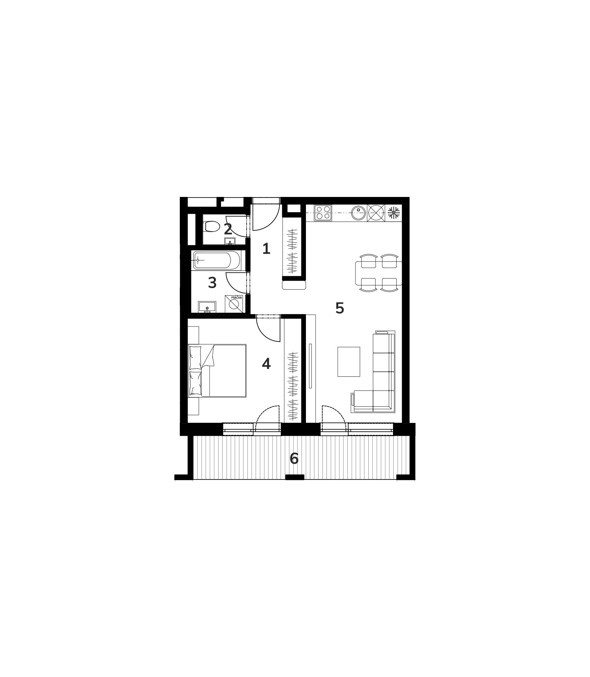 Floor plan of apartment D1, Byty Vrbina