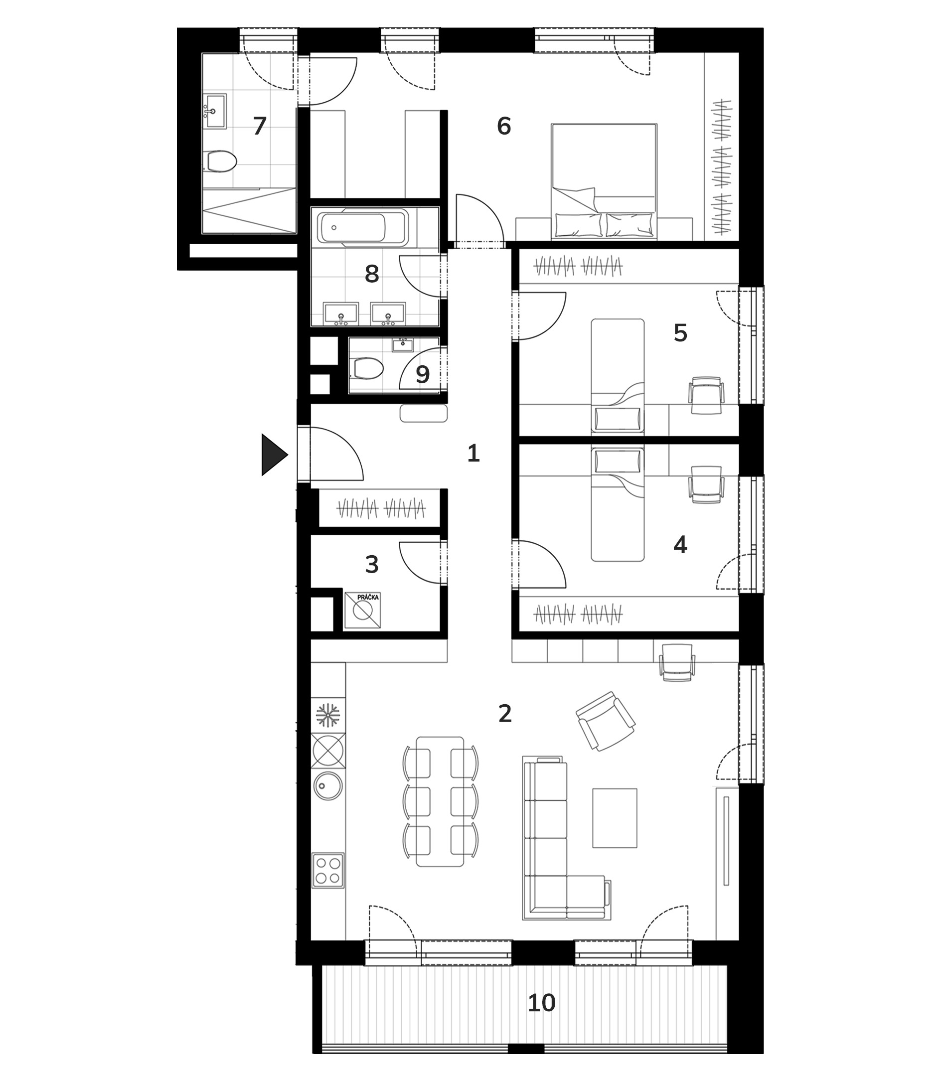 Floor plan of apartment H2, Byty Vrbina