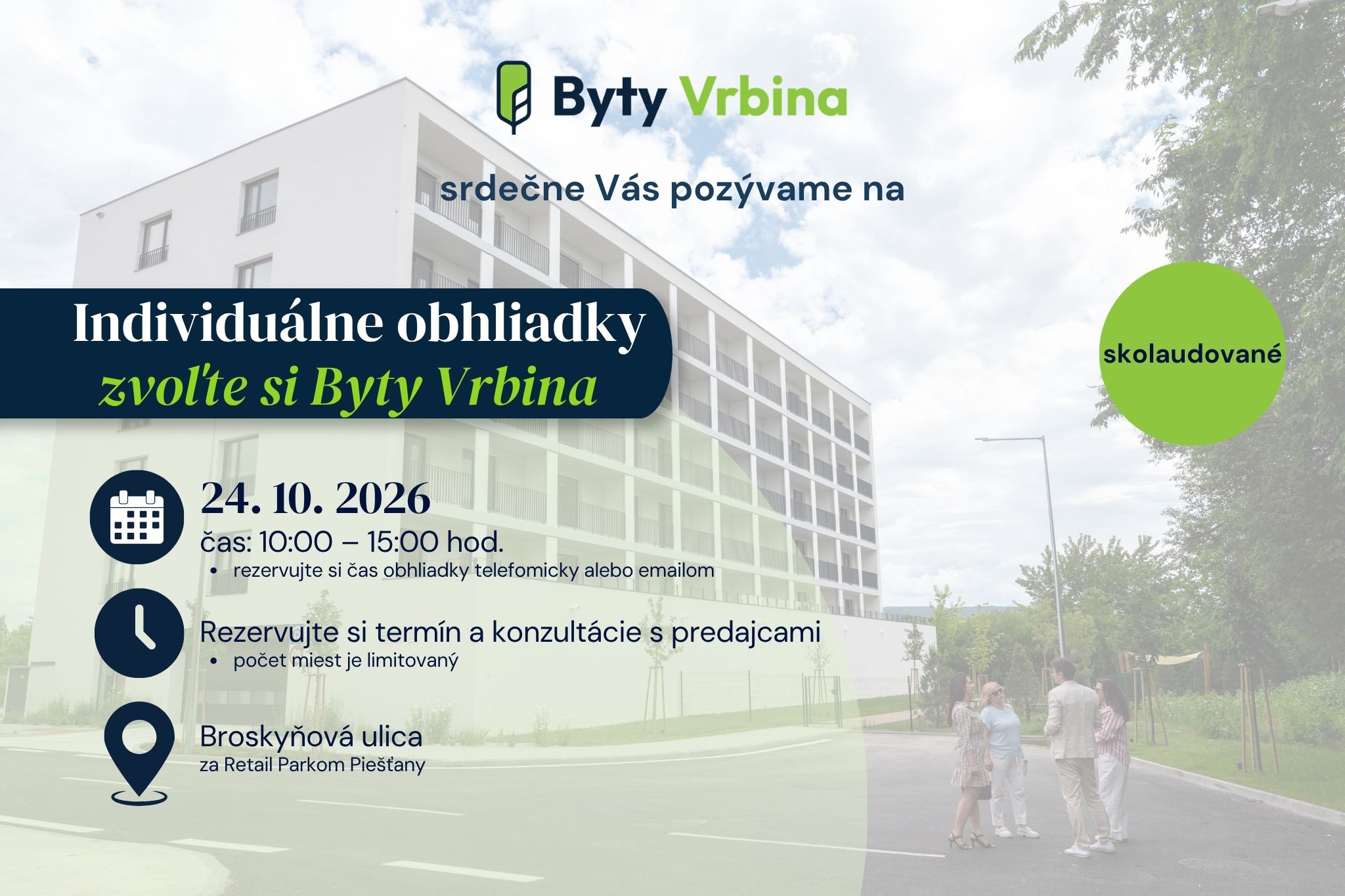 Individuálne obhliadky bytov v projekte Byty Vrbina už 24. 10. 2026